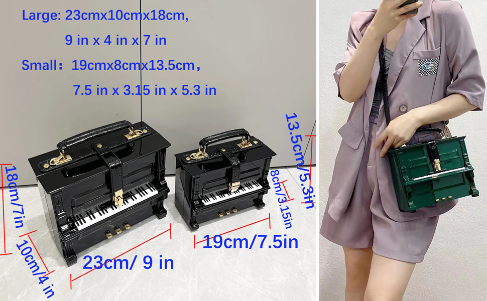 Piano Shaped Purse Handbag Women Crossbody Shoulder Bag Box Shaped